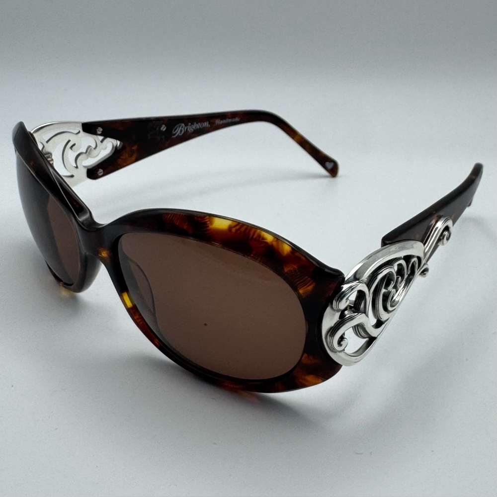 Brighton Glendora Tortoiseshell Sunglass Frames w Silver Scroll Details READ